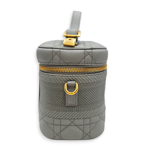 Small Dior Travel Vanity Case with Strap  Grey Vanity Bag in Lambskin Gold hardware CL2601-18886 4