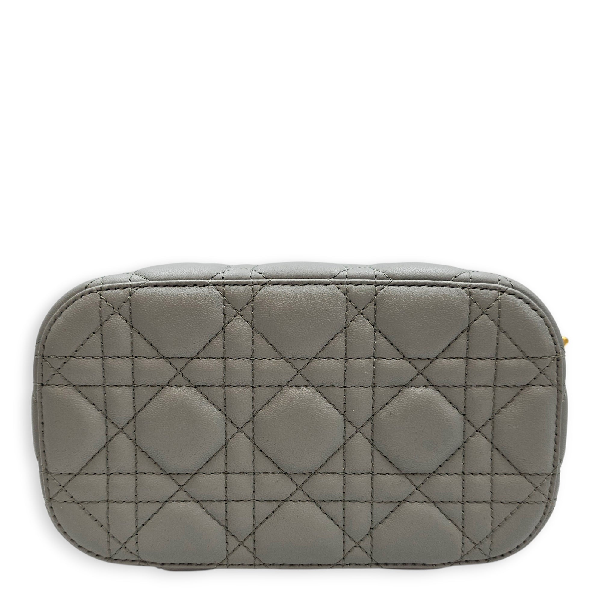 Small Dior Travel Vanity Case with Strap  Grey Vanity Bag in Lambskin Gold hardware CL2601-18886 6