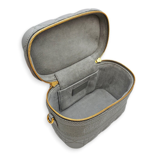 Small Dior Travel Vanity Case with Strap  Grey Vanity Bag in Lambskin Gold hardware CL2601-18886 8