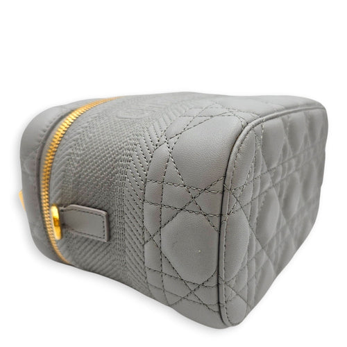 Small Dior Travel Vanity Case with Strap  Grey Vanity Bag in Lambskin Gold hardware CL2601-18886 9