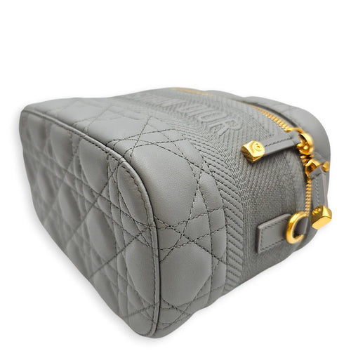 Small Dior Travel Vanity Case with Strap  Grey Vanity Bag in Lambskin Gold hardware CL2601-18886 10