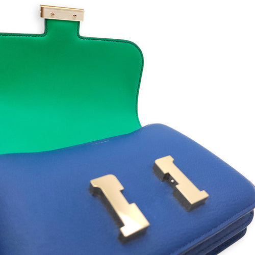 Constance Mirror 18 Blue Saphir/Menthe in Chevre Mysore Permabrass hardware CL2601-18900 11