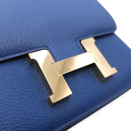 Constance Mirror 18 Blue Saphir/Menthe in Chevre Mysore Permabrass hardware CL2601-18900 7