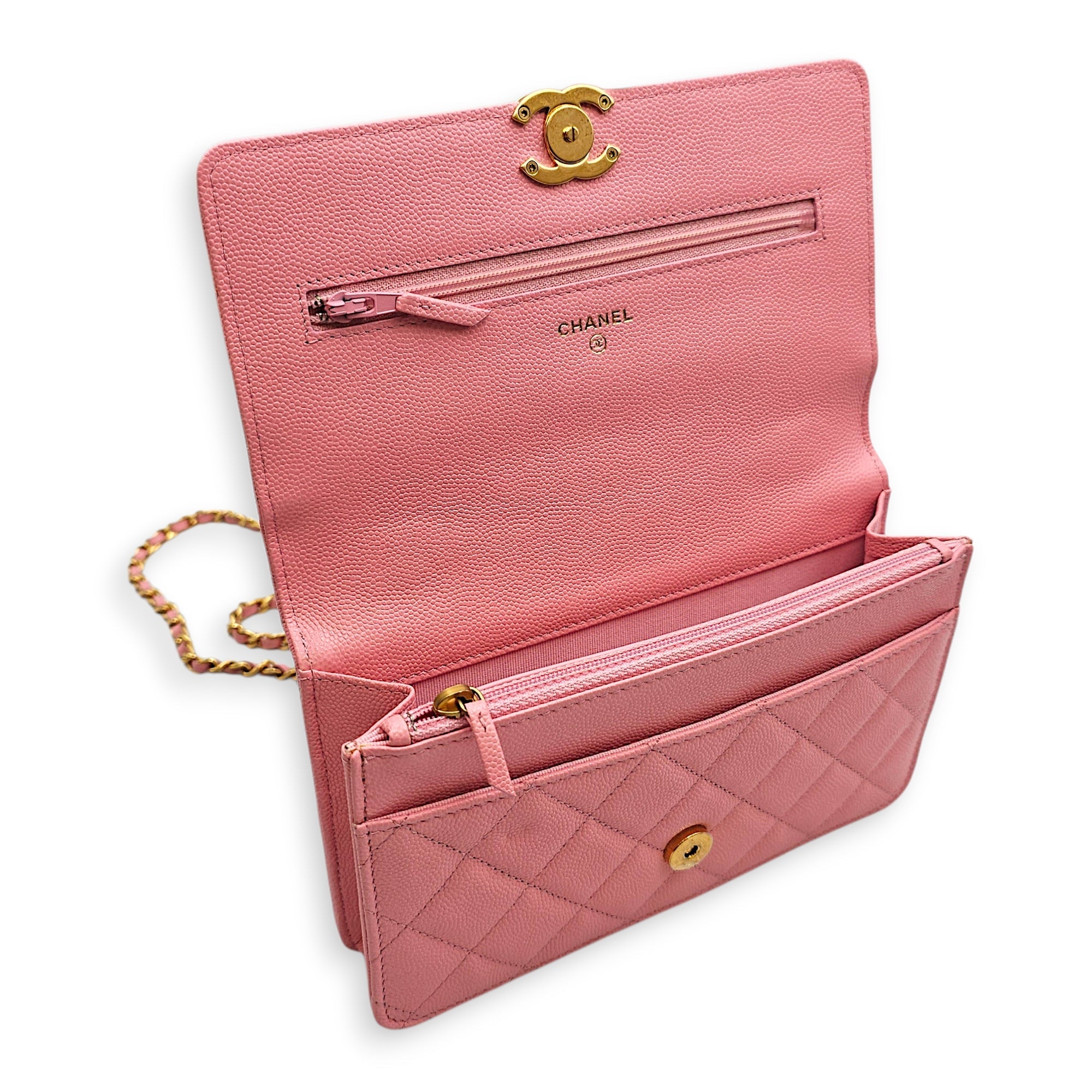 WOC  Pink Crossbody Bag in Caviar Leather Gold hardware CL2601-18906 10