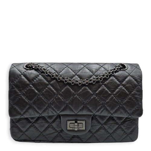 Reissue 2.55 flap 25 Black Shoulder Bag in Calfskin Ruthenium hardware CL2601-18909 1
