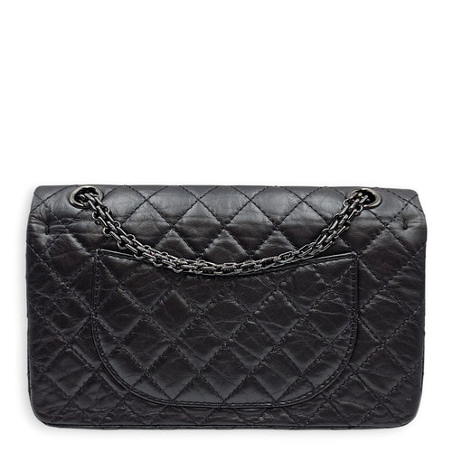 Reissue 2.55 flap 25 Black Shoulder Bag in Calfskin Ruthenium hardware