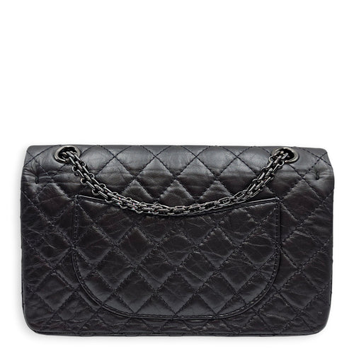 Reissue 2.55 flap 25 Black Shoulder Bag in Calfskin Ruthenium hardware CL2601-18909 2