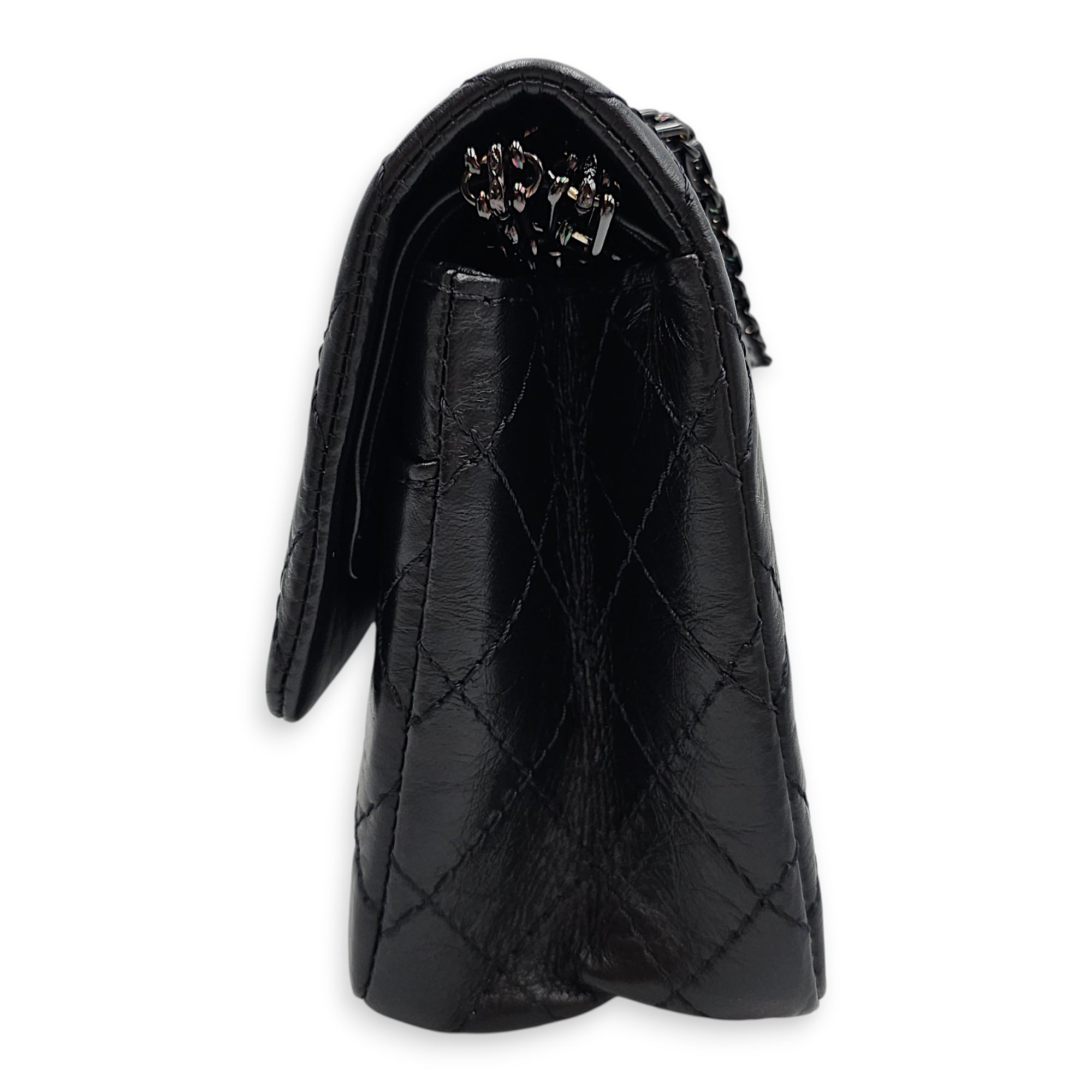 Reissue 2.55 flap 25 Black Shoulder Bag in Calfskin Ruthenium hardware CL2601-18909 4