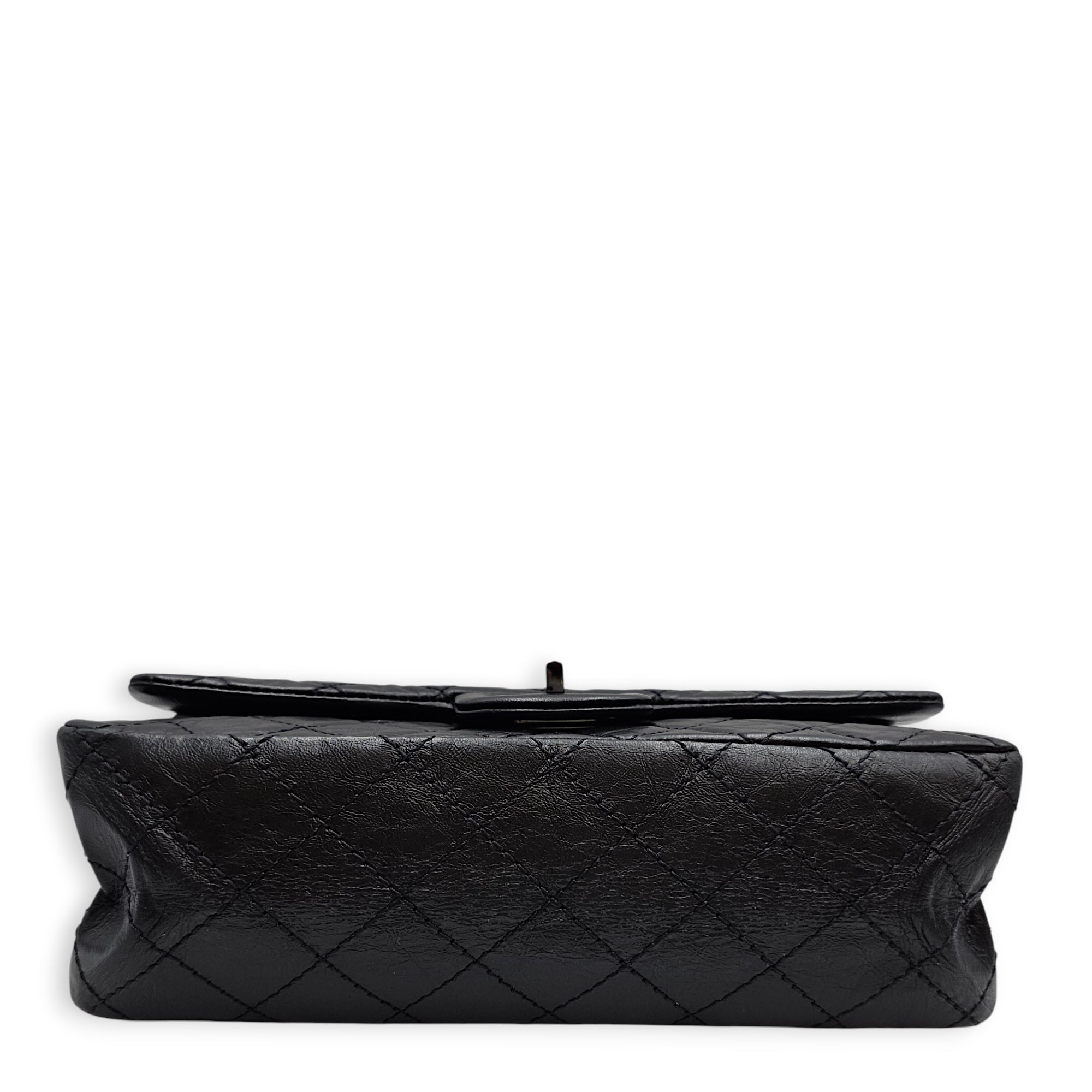 Reissue 2.55 flap 25 Black Shoulder Bag in Calfskin Ruthenium hardware