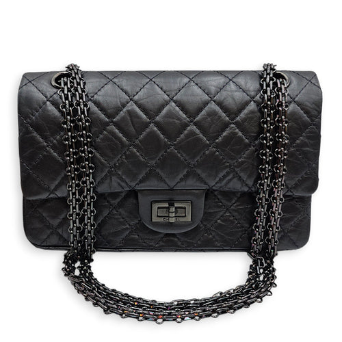 Reissue 2.55 flap 25 Black Shoulder Bag in Calfskin Ruthenium hardware CL2601-18909 3