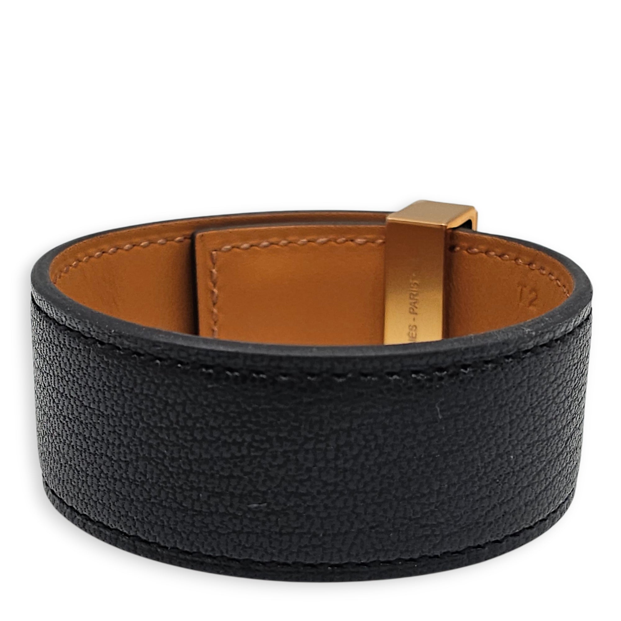 CDC 24 Bracelet. Sz: T2 Black Bracelet in Chevre Chamkila Rose Gold hardware