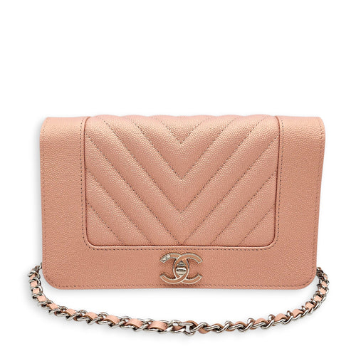 Mademoiselle WOC in Iridescent Pink Pink Crossbody Bag in Caviar Leather Silver hardware CL2601-18963 3