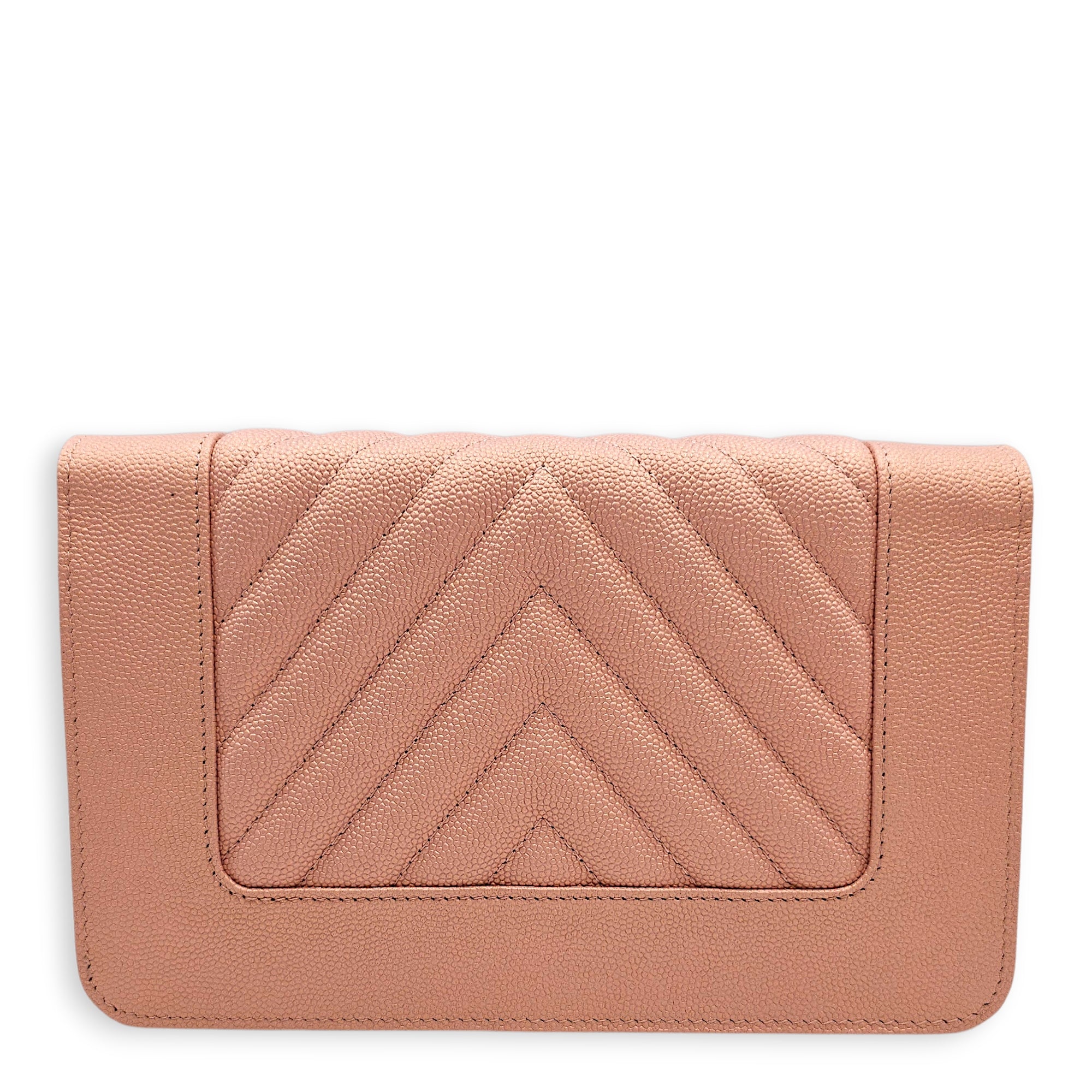 Mademoiselle WOC in Iridescent Pink Pink Crossbody Bag in Caviar Leather Silver hardware CL2601-18963 2