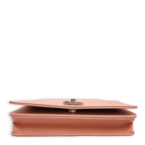 Mademoiselle WOC in Iridescent Pink Pink Crossbody Bag in Caviar Leather Silver hardware CL2601-18963 6
