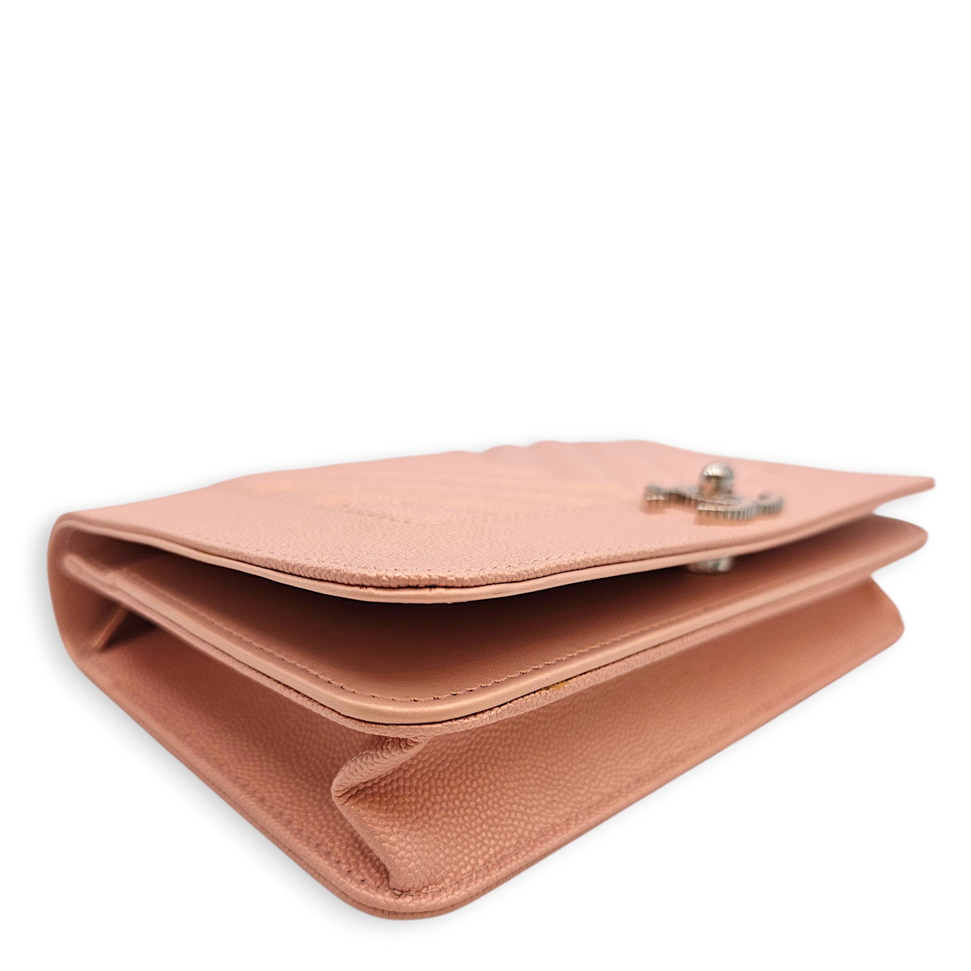 Mademoiselle WOC in Iridescent Pink Pink Crossbody Bag in Caviar Leather Silver hardware CL2601-18963 7