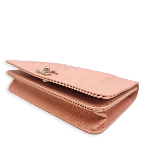 Mademoiselle WOC in Iridescent Pink Pink Crossbody Bag in Caviar Leather Silver hardware CL2601-18963 8