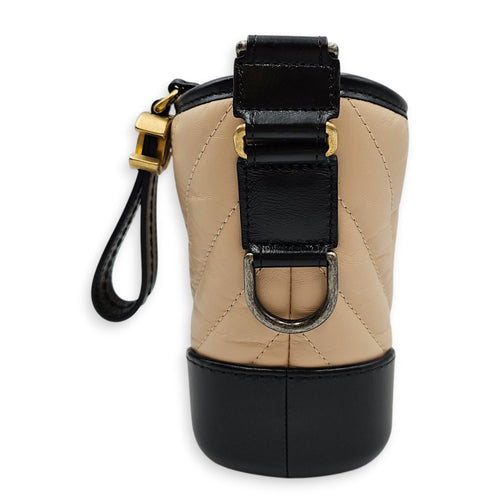 Small Gabrielle Beige Shoulder Bag in Calfskin Mixed hardware CL2601-18964 4