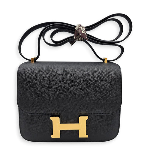 Constance Mirror 18 Black in Epsom Gold hardware CL2601-19003 1