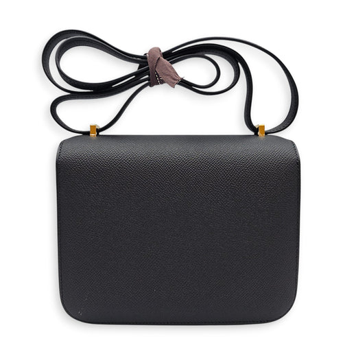 Constance Mirror 18 Black in Epsom Gold hardware CL2601-19003 2