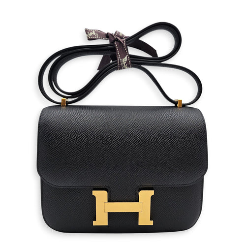 Constance Mirror 18 Black in Epsom Gold hardware CL2601-19010 1