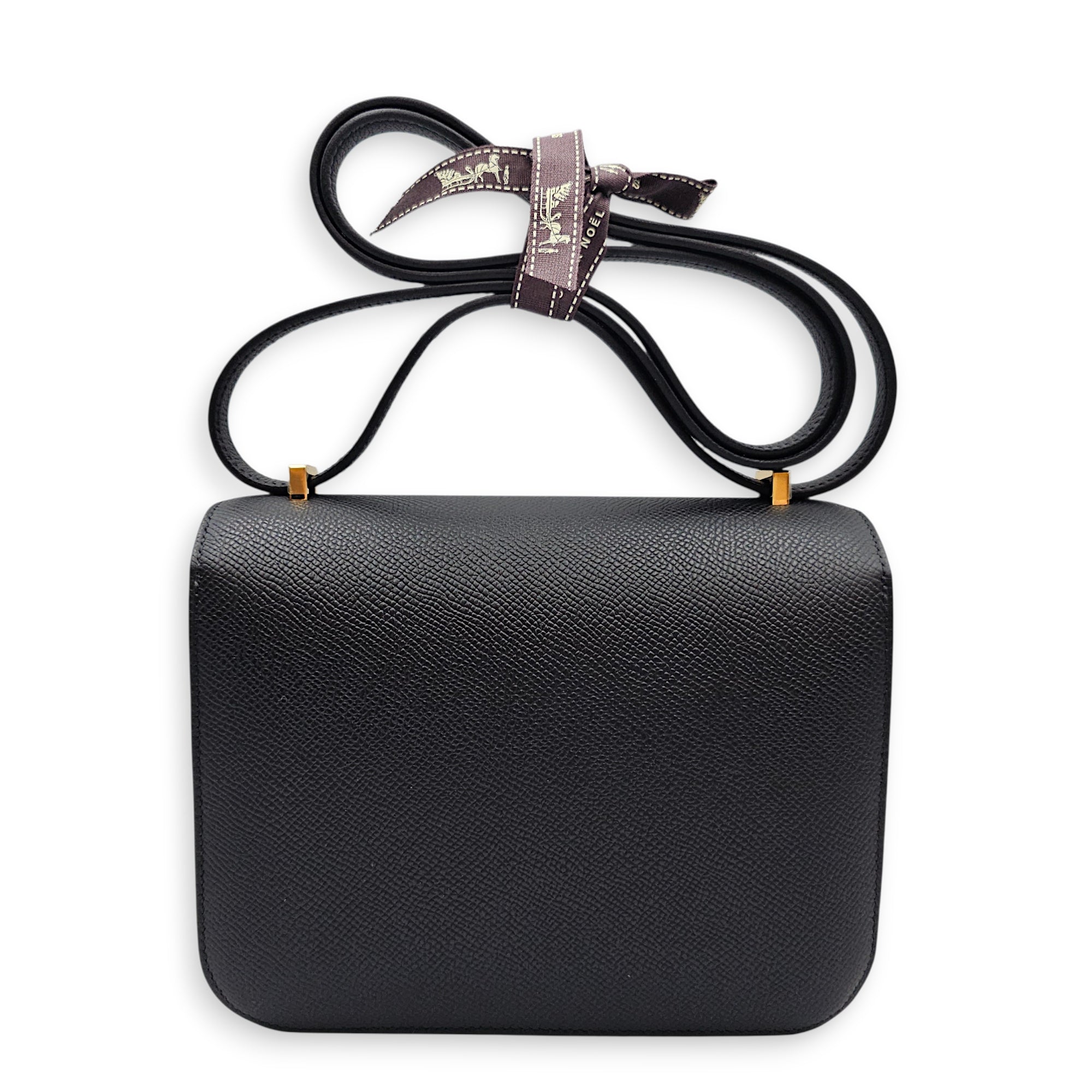 Constance Mirror 18 Black in Epsom Gold hardware CL2601-19010 2