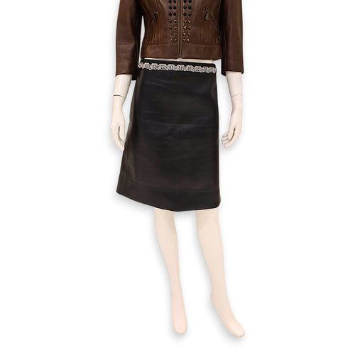 LV Skirt Size 36 Silver Trimmings Black Ready-To-Wear in Calfskin Silver hardware CL2601-19013 1
