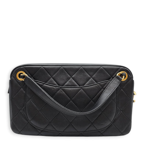 Quilted All About Chains Camera 24 Black Shoulder Bag in Lambskin Gold hardware CL2601-19028 2