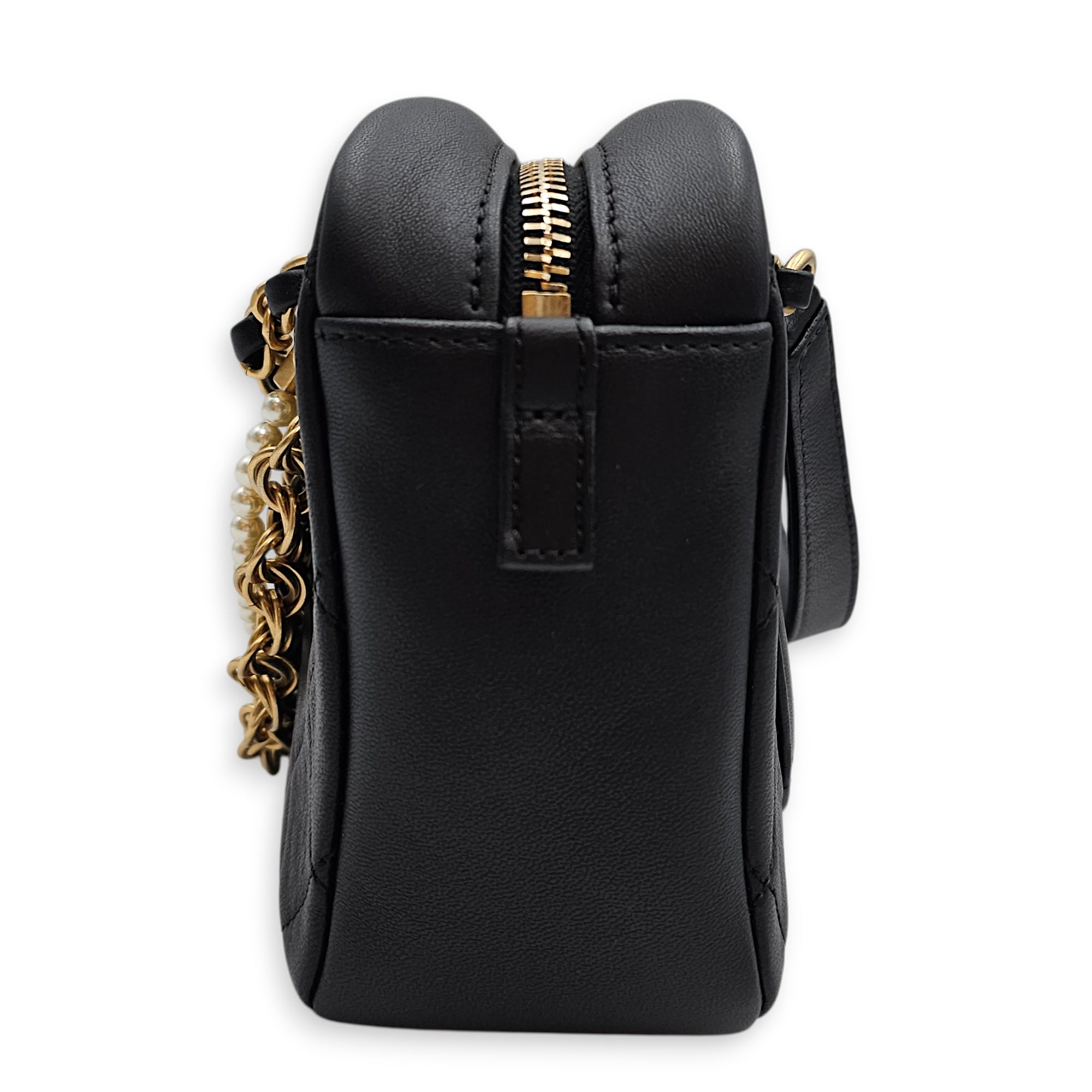 Quilted All About Chains Camera 24 Black Shoulder Bag in Lambskin Gold hardware CL2601-19028 4