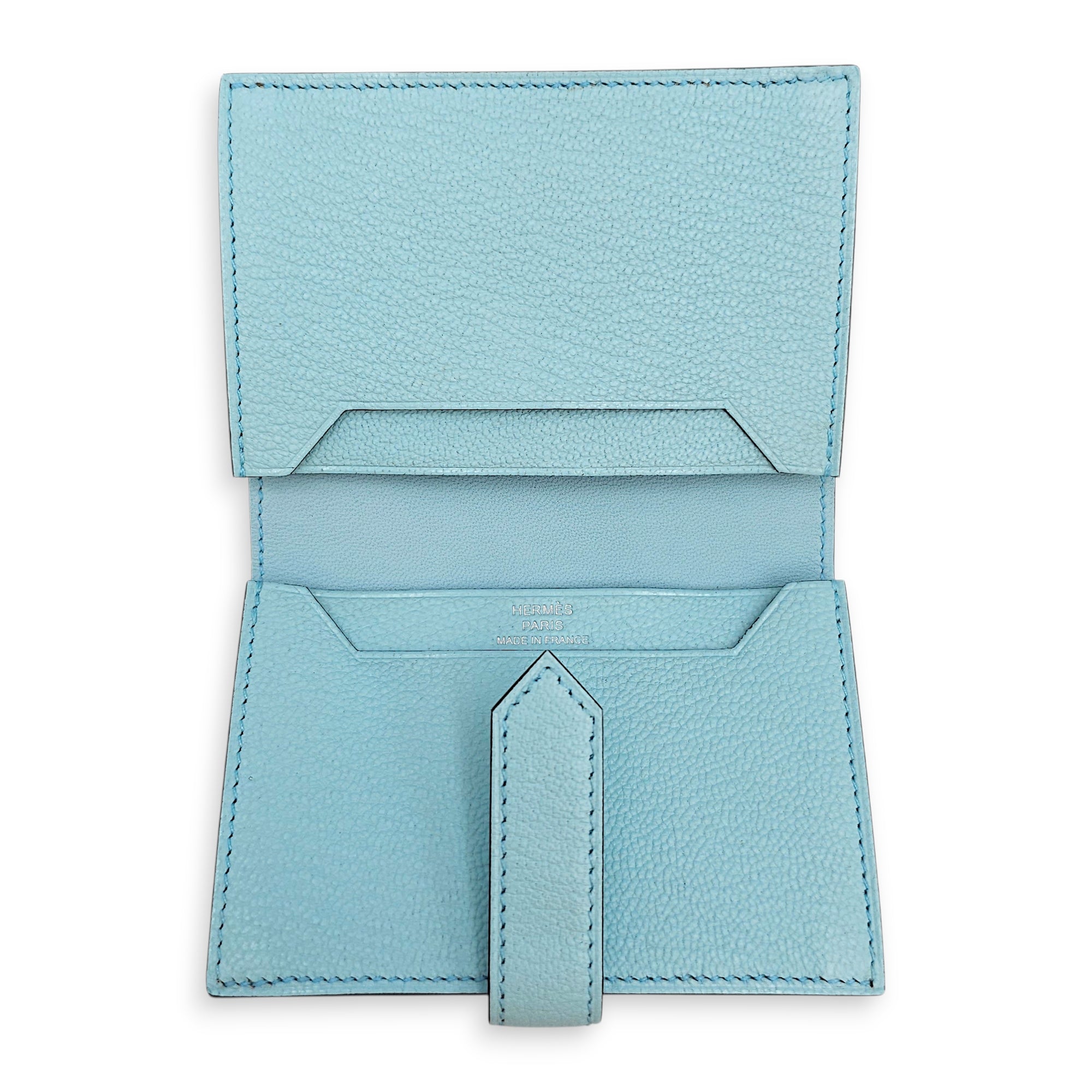 Bearn Card Holder Blue Zephyr Card Holder in Chevre Mysore Palladium hardware CL2601-19033 3
