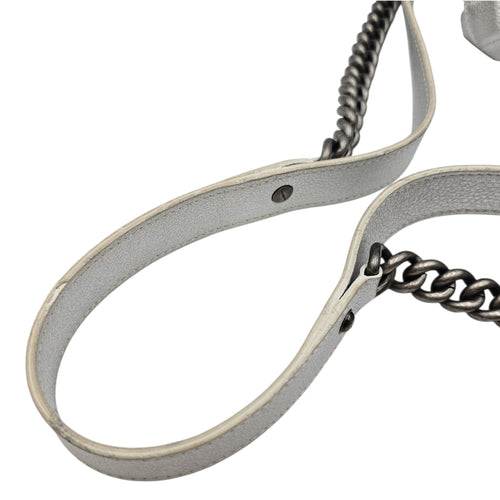 Quilted Flap Metallic Silver Shoulder Bag in Calfskin Ruthenium hardware CL2601-19060 8