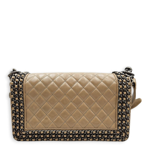 Quilted CC Le Boy Medium Brown Shoulder Bag in Calfskin Ruthenium hardware CL2601-19062 2