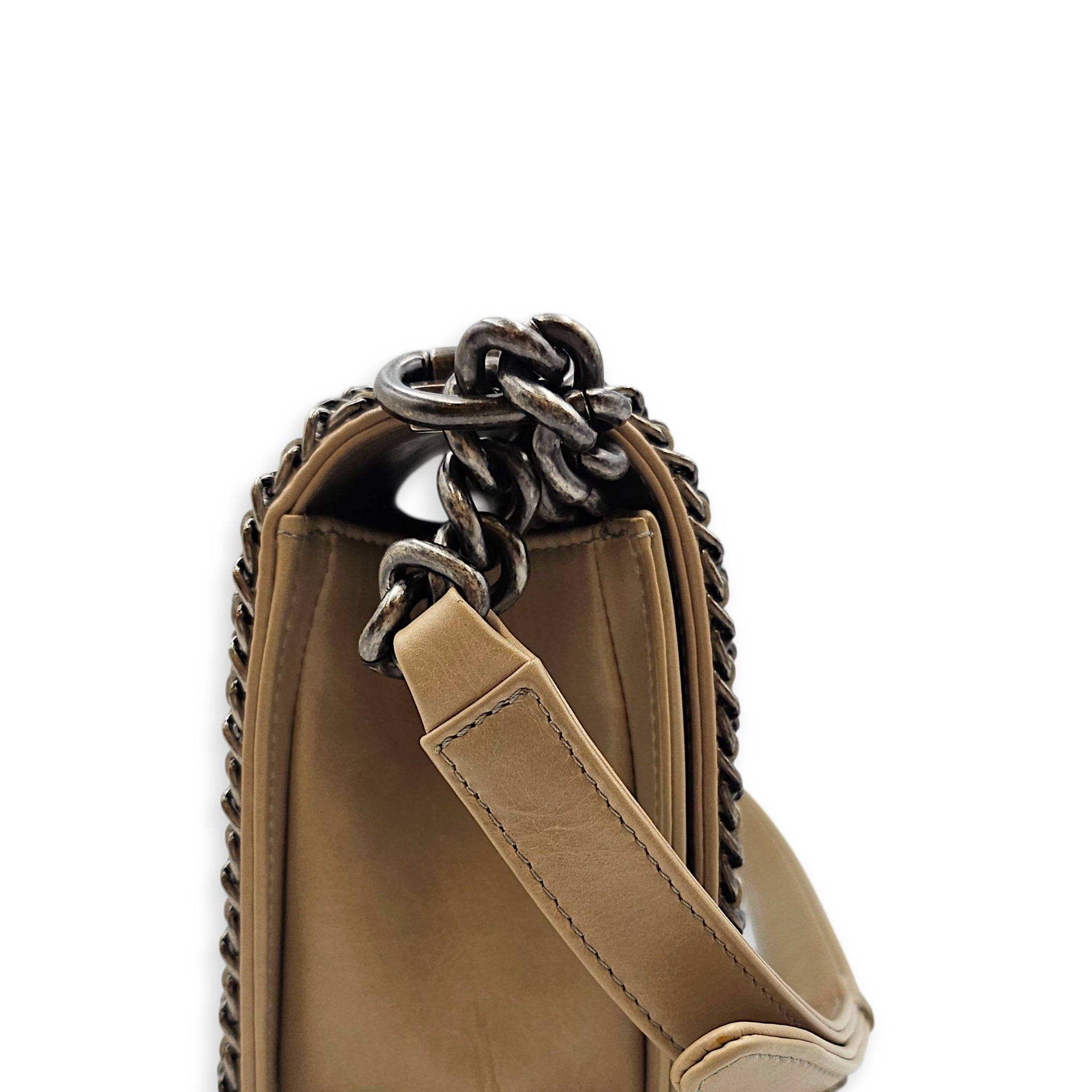 Quilted CC Le Boy Medium Brown Shoulder Bag in Calfskin Ruthenium hardware CL2601-19062 3