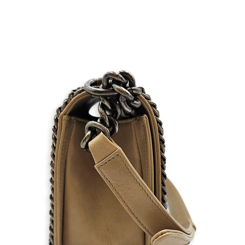 Quilted CC Le Boy Medium Brown Shoulder Bag in Calfskin Ruthenium hardware CL2601-19062 3