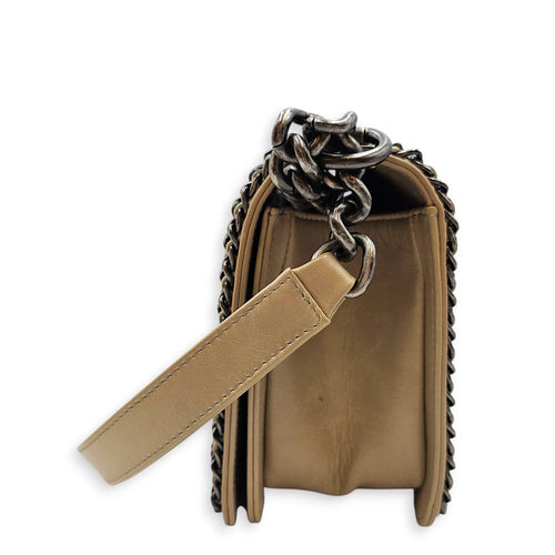 Quilted CC Le Boy Medium Brown Shoulder Bag in Calfskin Ruthenium hardware CL2601-19062 4