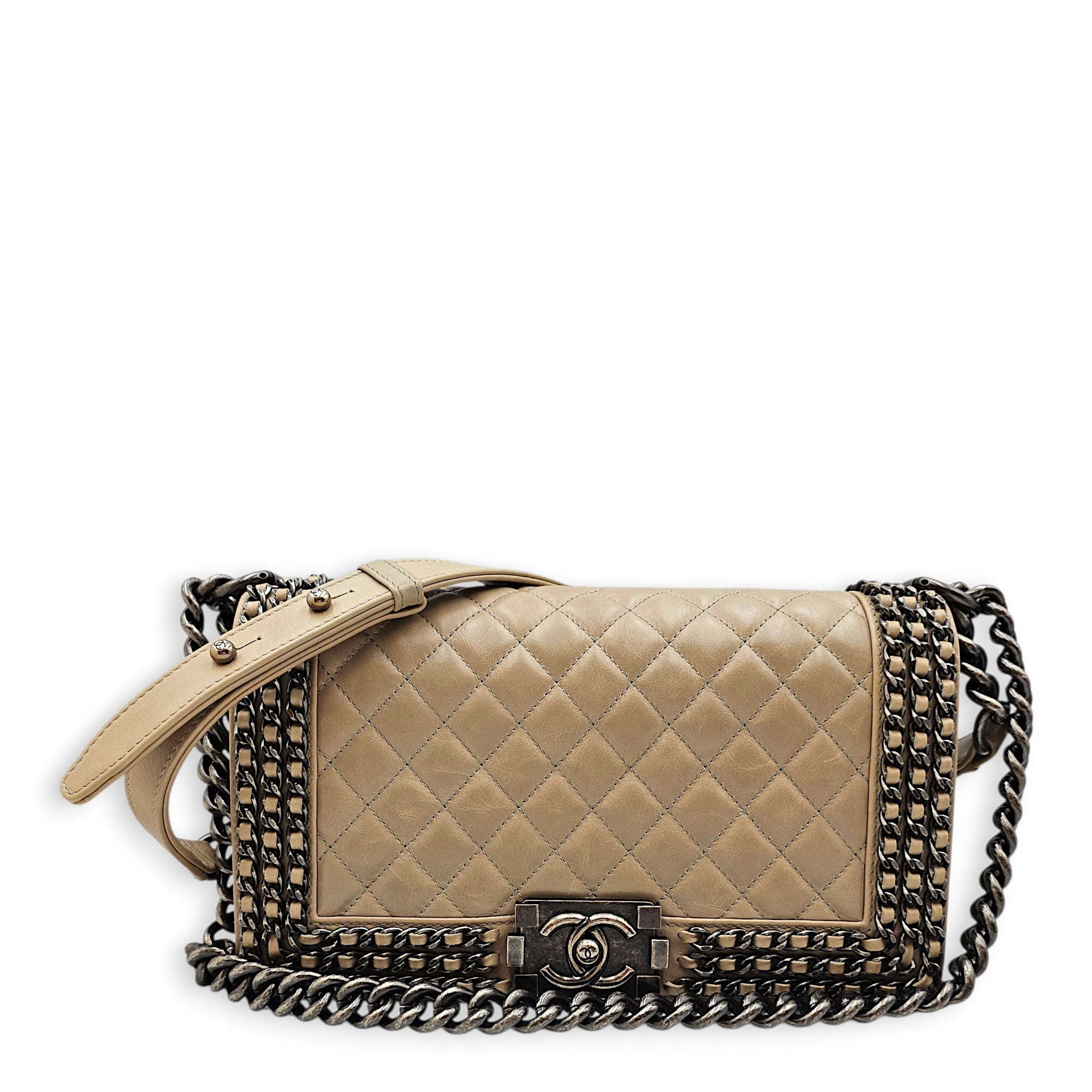 Quilted CC Le Boy Medium Brown Shoulder Bag in Calfskin Ruthenium hardware CL2601-19062 10