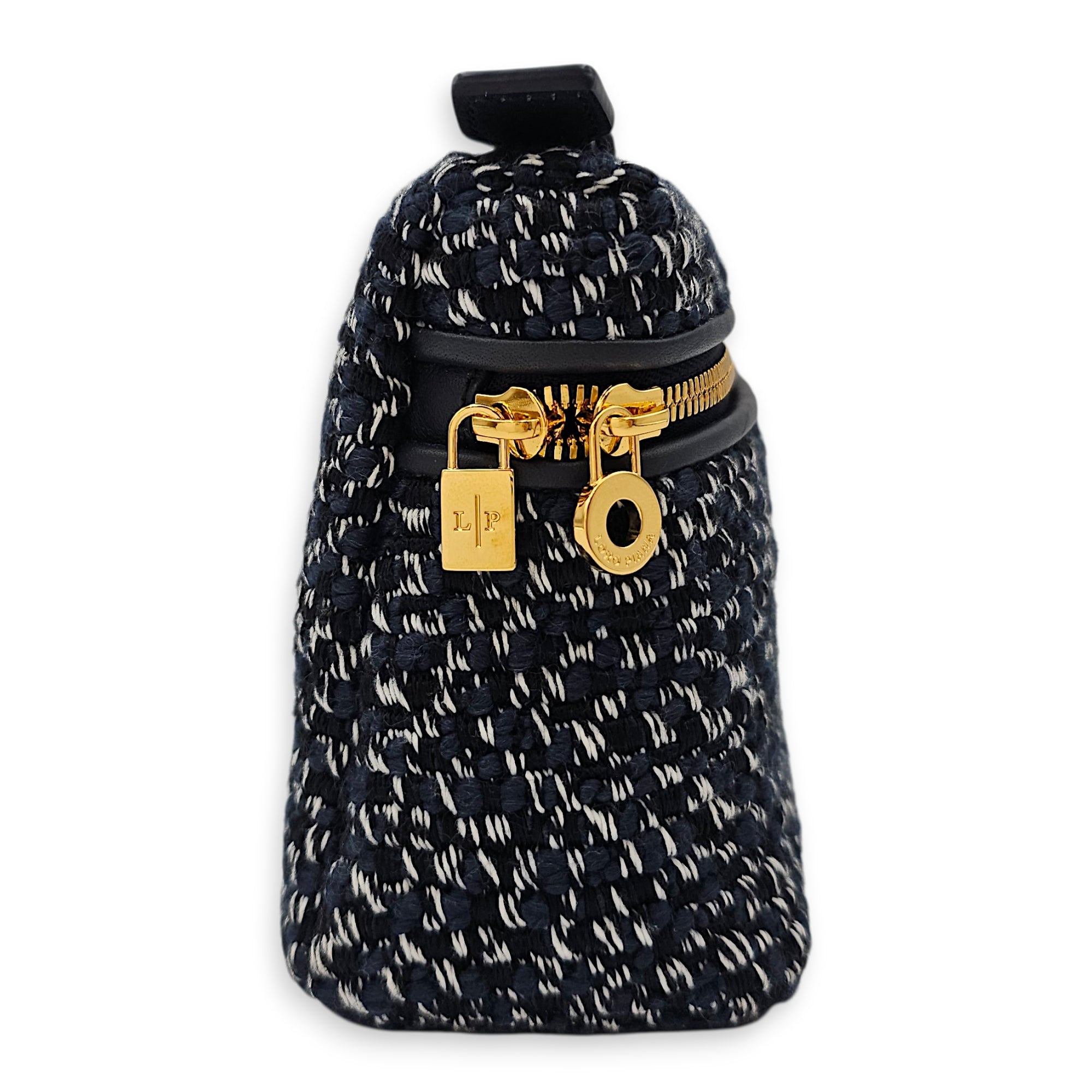LP19 Midnight Blue Tweed Blue Crossbody Bag in Tweed Gold hardware