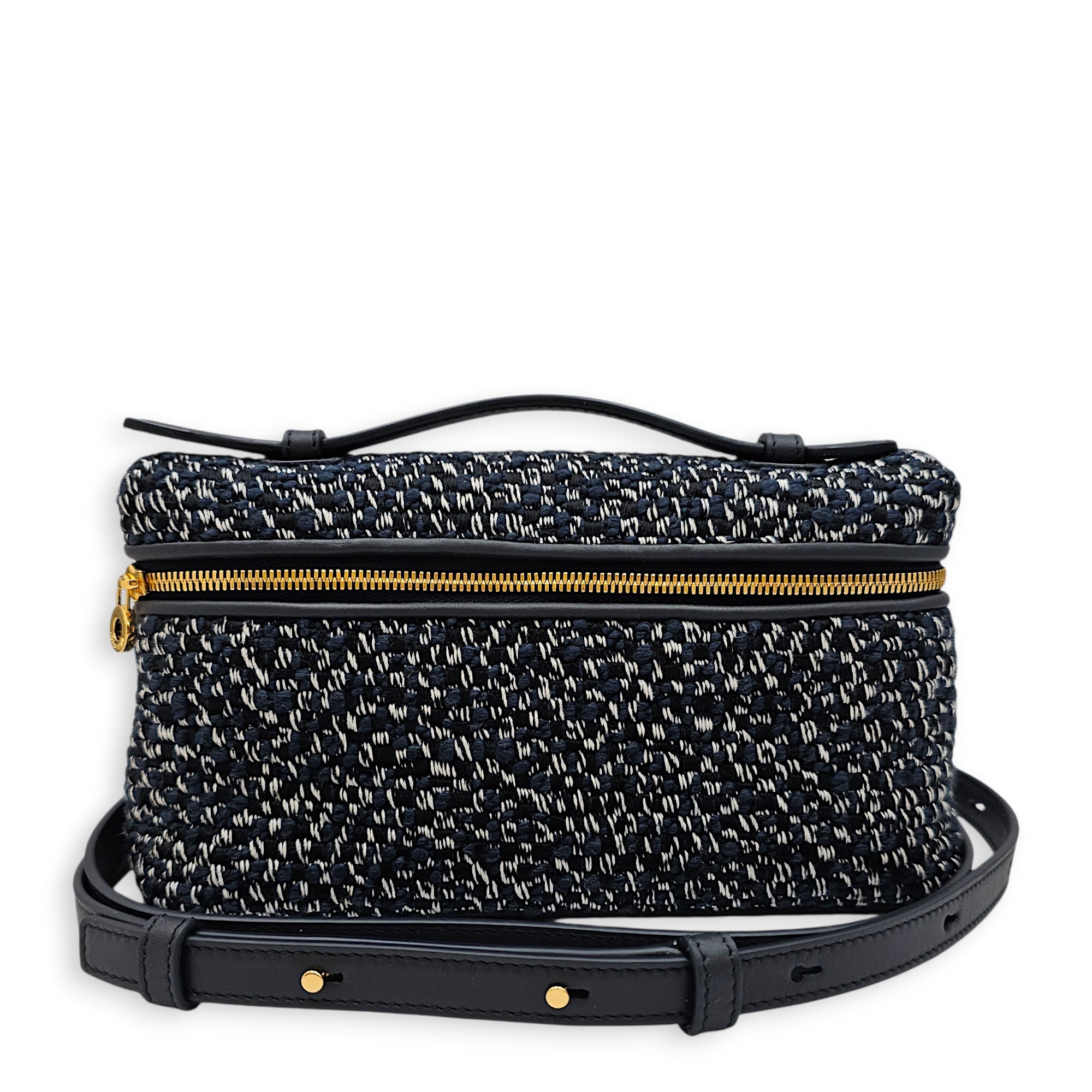 Extra Pocket 19 Midnight Blue Crossbody Bag in Tweed Gold hardware CL2601-19086 8