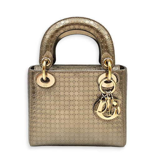Lady Dior Mini Gold Top Handle Bag in Metallic Gold hardware CL2601-19087 1