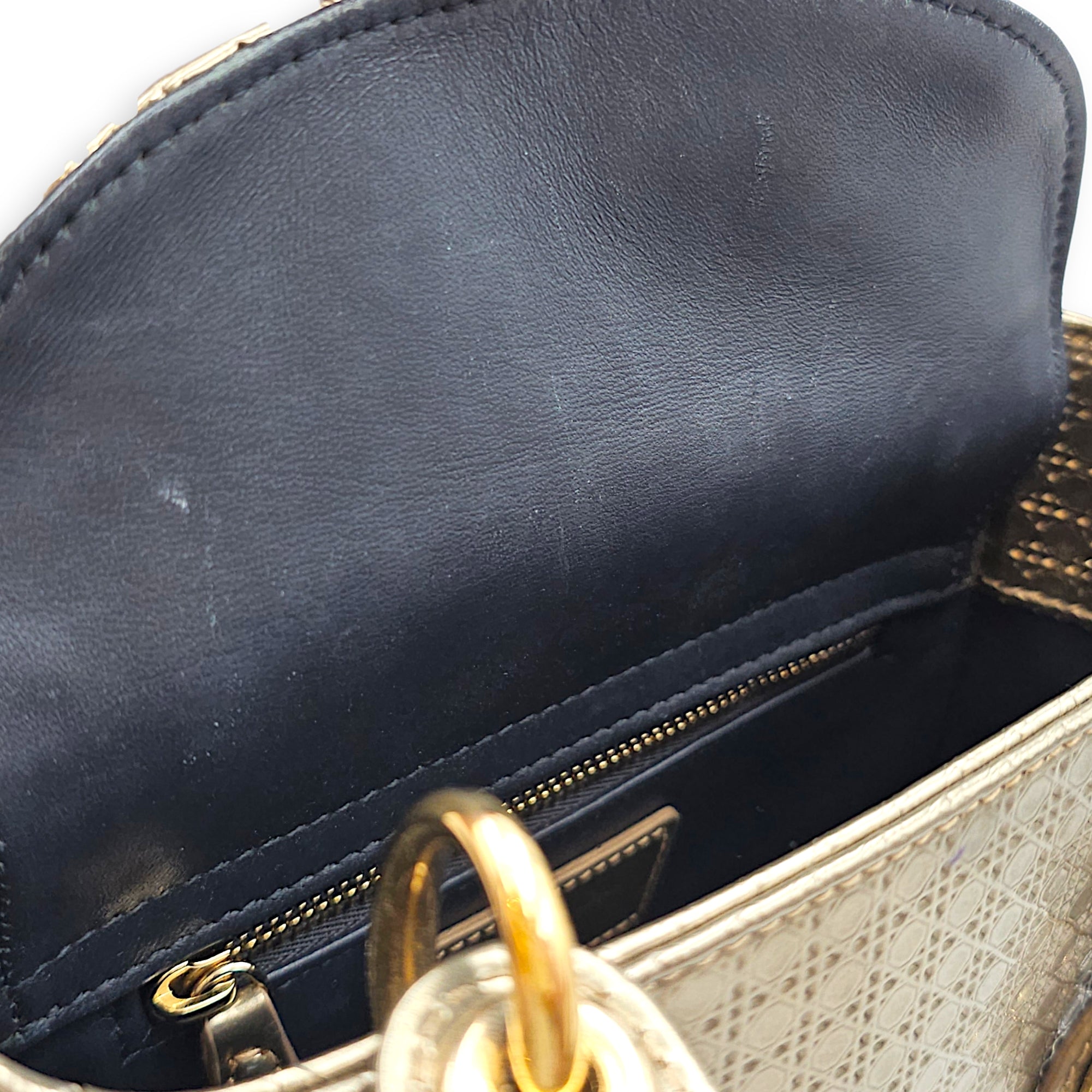 Lady Dior Mini Gold Top Handle Bag in Metallic Gold hardware CL2601-19087 10