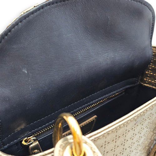 Lady Dior Mini Gold Top Handle Bag in Metallic Gold hardware CL2601-19087 10