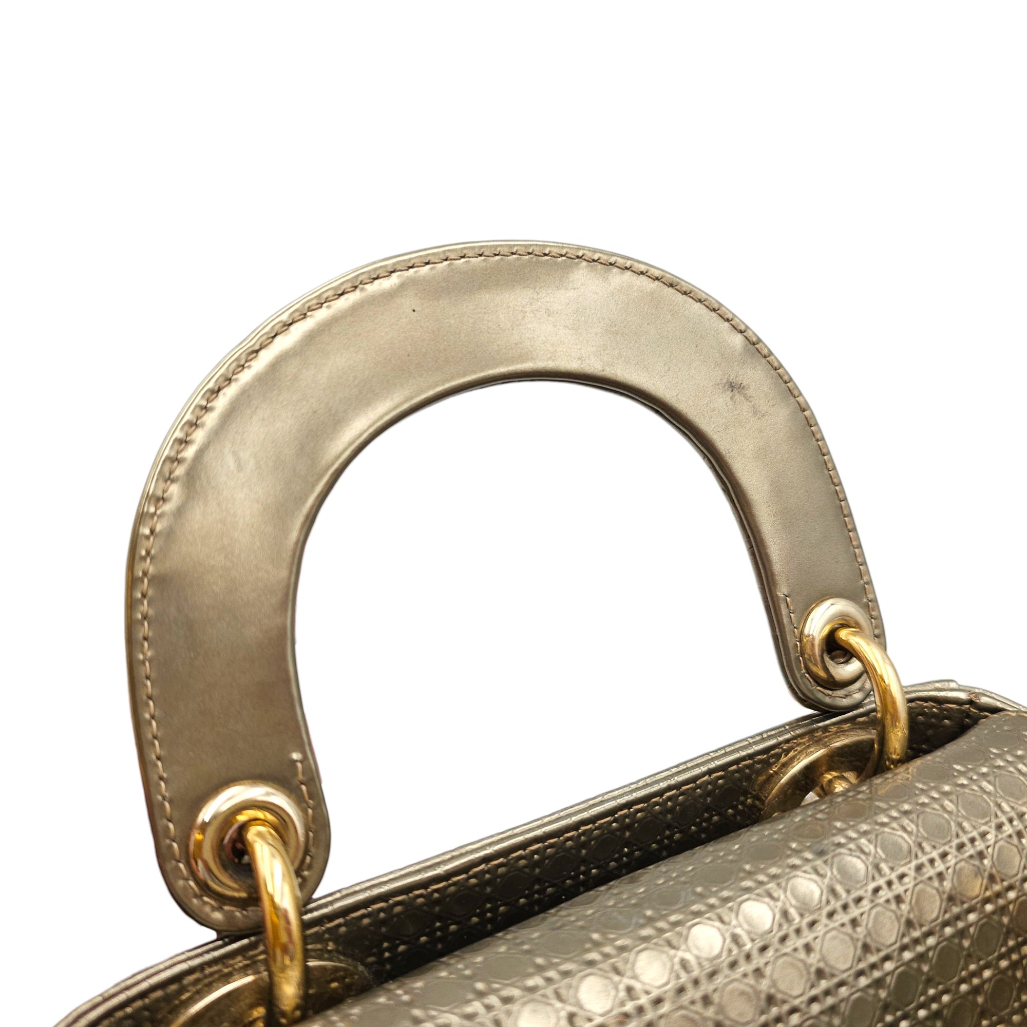 Lady Dior Mini Gold Top Handle Bag in Metallic Gold hardware CL2601-19087 14