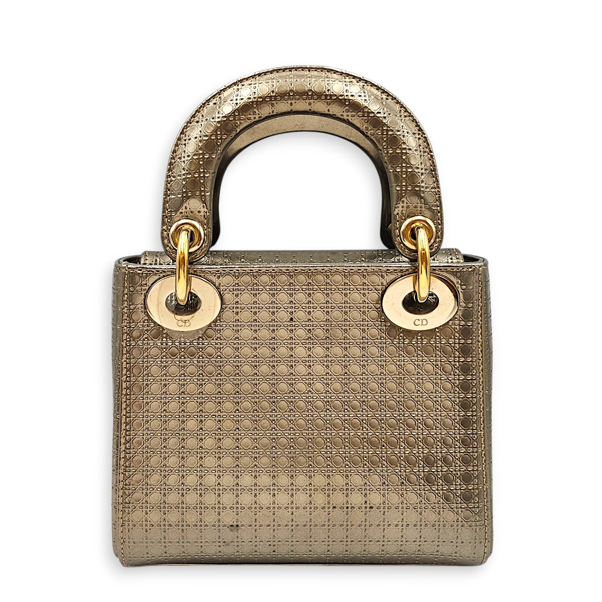 Lady Dior Mini Gold Top Handle Bag in Metallic Gold hardware CL2601-19087 2