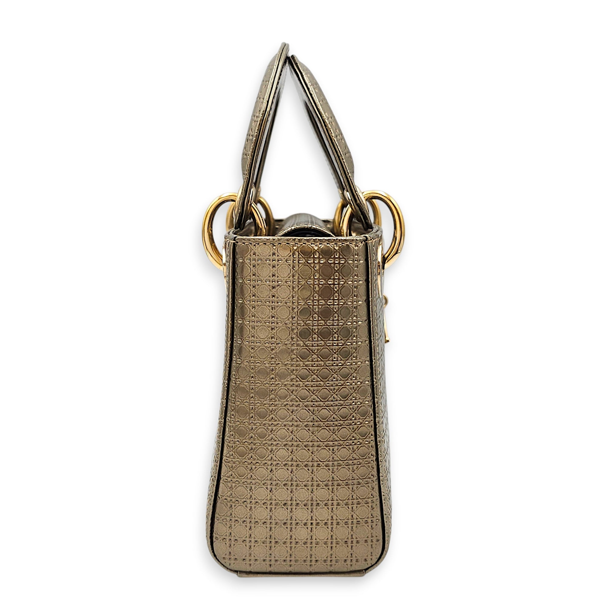 Lady Dior Mini Gold Top Handle Bag in Metallic Gold hardware CL2601-19087 3
