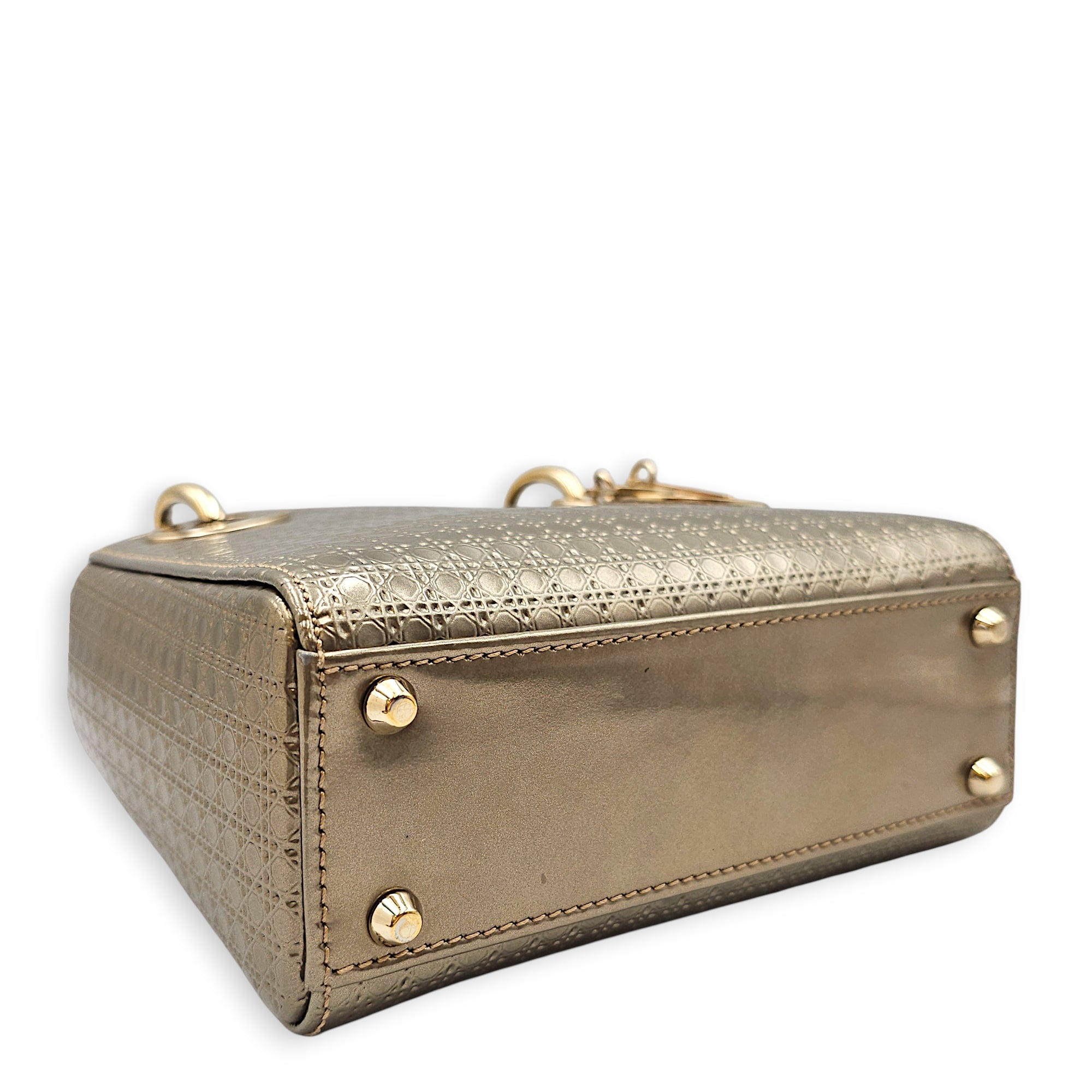 Lady Dior Mini Gold Top Handle Bag in Metallic Gold hardware CL2601-19087 6