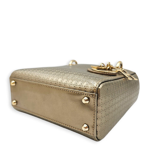 Lady Dior Mini Gold Top Handle Bag in Metallic Gold hardware CL2601-19087 8