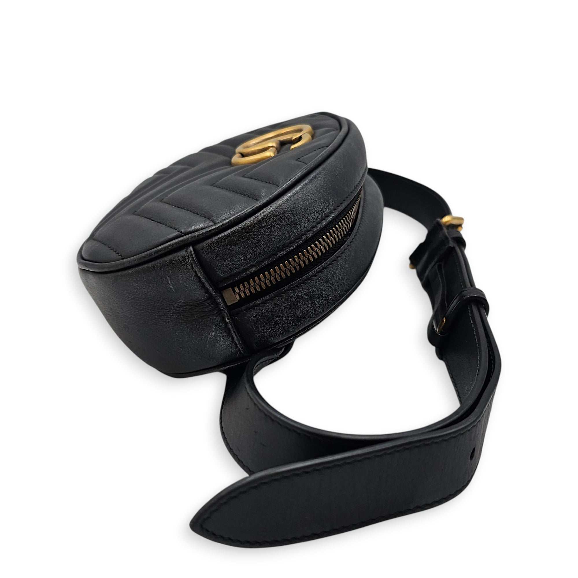 GG Marmont Matelasse Black Belt Bag in Calfskin Gold hardware CL2601-19094 5