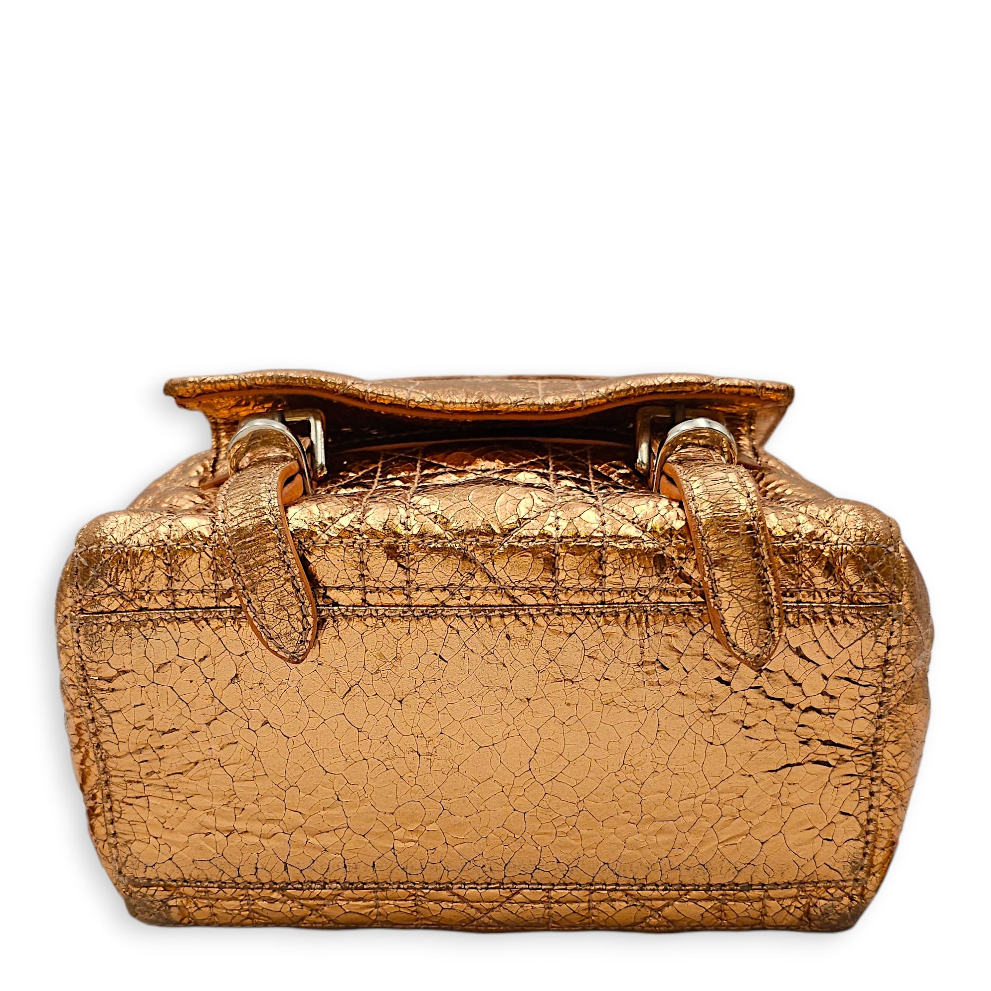 Quilted Dior Stardust Backpack Gold Backpack in Metallic Silver hardware CL2601-19096 5
