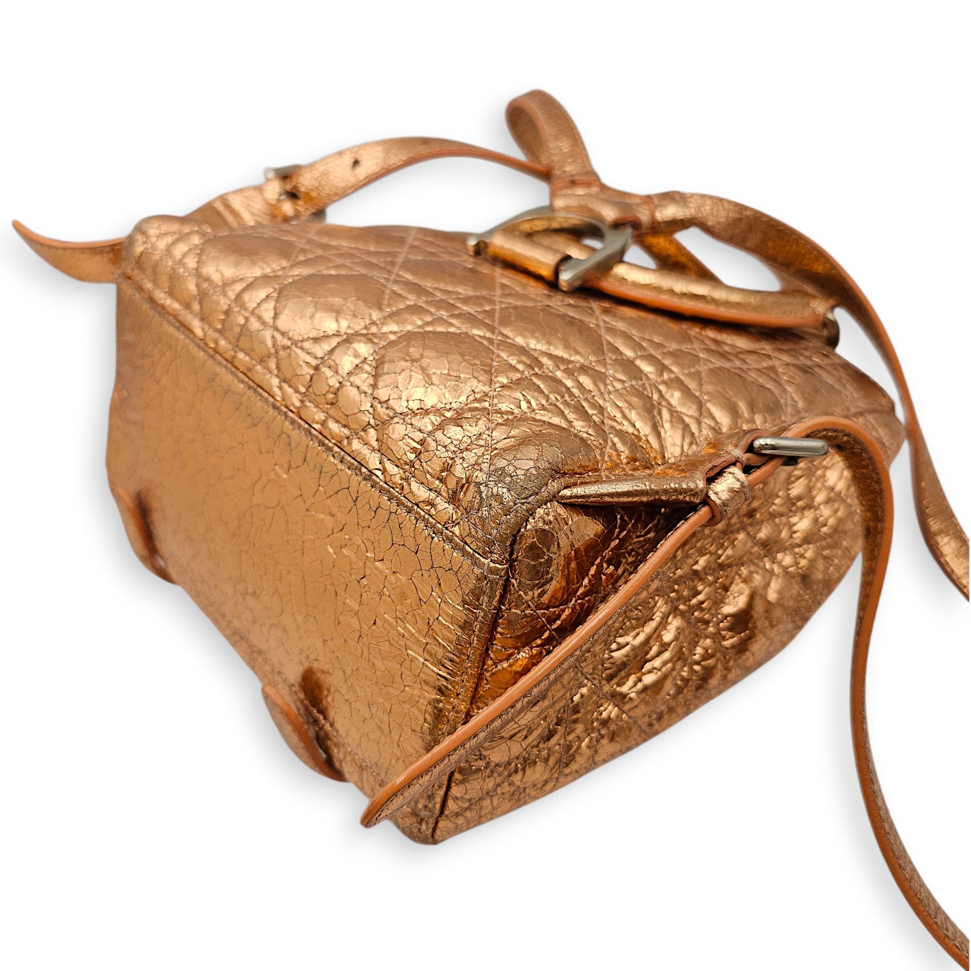 Quilted Dior Stardust Backpack Gold Backpack in Metallic Silver hardware CL2601-19096 9