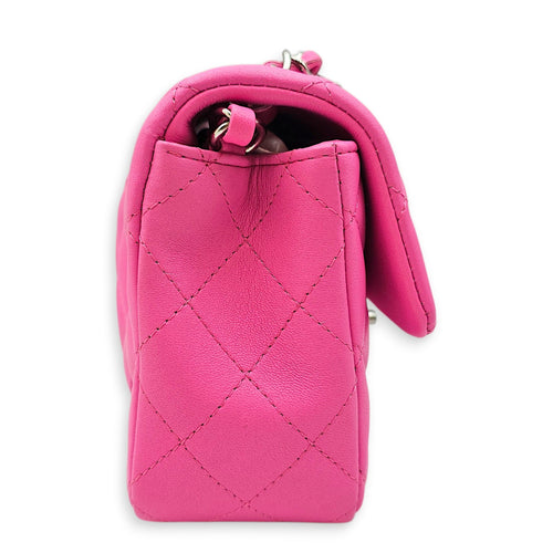 CC Rectangle Flap Mini Pink Shoulder Bag in Lambskin Silver hardware CL2601-19099 2