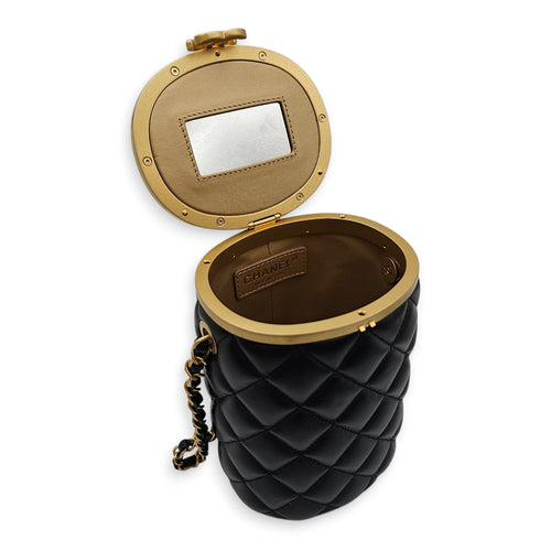 Crown Box Vanity Drum Black Shoulder Bag with Chain in Lambskin Gold hardware CL2601-19103 9